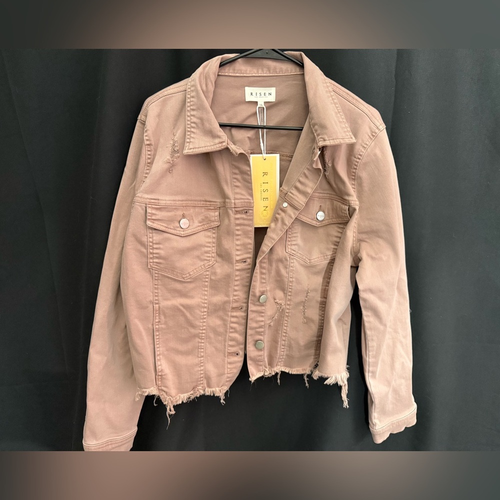Risen Women's Distressed Mauve Jean Jacket